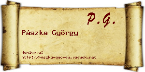Pászka György névjegykártya