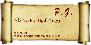 Pászka György névjegykártya